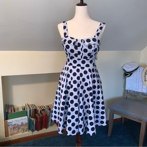 Chetta B retro 1950s style polka dot print dress with circle skirt